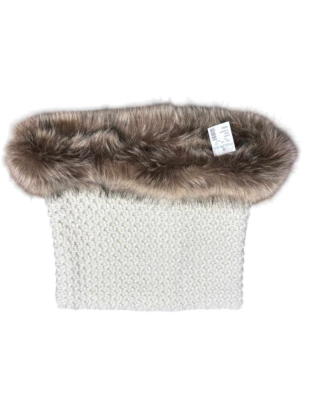 Maurices Cream Knit Scarf w/ Faux Fur Trim Cozy Winter Wrap Soft‎ infinite